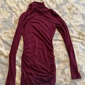 Burgundy dress with a small turtle neck